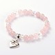 For Valentine's Day Heart with Made with Love Natural Gemstone Beaded Stretch Charm Bracelets BJEW-JB01837-02-1