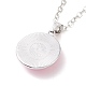 真鍮チェーン付きガラスフラットラウンドペンダントネックレス  女性のための乳がん啓発リボンジュエリー  言葉  18.70インチ（47.5cm） NJEW-A003-01D-3