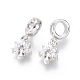 Brass Micro Pave Clear Cubic Zirconia European Dangle Charms ZIRC-G153-13P-1