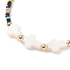 Collier croix coquillage et perles de verre pour femme NJEW-JN03910-02-4