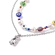 2Pcs 2 Style Natural Pearl & Evil Eye Beaded Necklaces with Bear Pendant for Women NJEW-TA00019-5