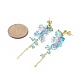 4 colori imitazione cristallo austriaco fiore di gloria di mattina ciondolano gli orecchini della vite prigioniera EJEW-TA00197-3