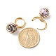 Round Natural Agate Beads Dangle Huggie Hoop Earrings EJEW-JE04718-04-3