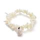 White Shell Chip Beads Charm Stretch Bracelets BJEW-JB03979-1
