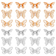 Dicosmetic 24 Uds. 3 estilos dijes de mariposa 3d colgantes de mariposa de filigrana de 2 colores cristal negro plano dijes de animales voladores colgantes de esmalte de latón para fabricación de joyas KK-DC0002-86-1