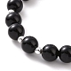 4 pièces 4 style naturel obsidienne sans yeux et pierre de lave ensemble de bracelets perlés BJEW-JB09085-3