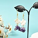 Star with Cluster Chip Beads Long Dangle Earrings EJEW-JE04686-4