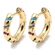 Brass with Colorful Cubic Zirconia Hoop Earrings EJEW-B035-30KCG-1