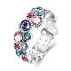 Laiton gracieux colorés TCHEQUE anneaux strass doigt pour les femmes RJEW-BB02271-6B-1