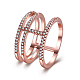 Laiton zircone cubique creux anneaux trois boucles de doigt pour la fête RJEW-BB16282-6RG-1