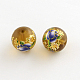 Flower Picture Frosted Glass Round Beads GFB-R004-14mm-G14-1