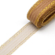 メッシュリボン  プラスチックネットスレッドコード  金色のメタリック製コード付き  ペルー  7cm  25ヤード/バンドル PNT-R010-7cm-G03-2