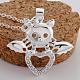 Silver Color Plated Brass Cubic Zirconia Kitten Pendant Necklaces NJEW-BB09514-2