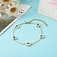 Shell Pearl & Acrylic Beads Flower Link Bracelets X1-BJEW-TA00003-02-2