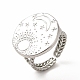 304 anillo abierto de acero inoxidable con forma de sol y luna para mujer RJEW-B027-20P-1