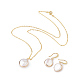 Set di gioielli con perle keshi con perle barocche naturali placcate SJEW-JS00977-1