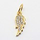 CZ Brass Micro Pave Cubic Zirconia Wing Charms ZIRC-L018-18G-1