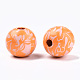 Printed Natural Wooden Beads WOOD-R270-11G-2