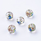 Flower Picture Printed Glass Beads GLAA-E399-10mm-F01-2