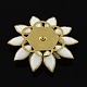 Acrylic Flower Cabochons with Rhinestone and Golden Tone Brass Bottom FIND-R027-14-2