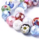 Faceted Round Handmade Millefiori Glass Beads Strands LK-R004-41-3