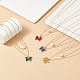 4 pièces 4 couleurs papillon en verre et pendentifs en perles naturelles colliers double couche sertis de zircon cubique clair NJEW-TA00043-2