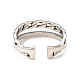 304 anillo de puño abierto de doble línea de acero inoxidable para mujer RJEW-I096-13P-3