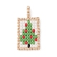 手作りシードビーズ  織機模様  長方形のペンダント  クリスマスツリー  23x13x2mm  穴：3x1.5mm PALLOY-MZ00151-01-1
