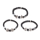 Set di braccialetti elasticizzati in pietra lavica naturale in stile 3 pz 3 e onice nero con perline BJEW-JB09237-1
