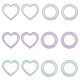 Chgcraft 12 piezas 6 estilo corazón/anillo cuentas de silicona con purpurina SIL-CA0002-82-1
