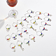 24 pièces 12 style pendentif en alliage de style tibétain et anneau en laiton breloques de verre à vin AJEW-AB00056-4