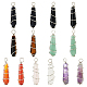 14Pcs 7 Colors Natural & Synthetic Mixed Gemstone Pointed Pendants PALLOY-AB00154-1