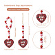 4Pcs 2 Style Valentine's Day Theme Schima Wood Beads & Hemp Rope Pendants Decorations HJEW-EL0001-10B-3