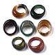 天然瑪瑙指輪  ワイドバンドリング  染め  ミックスカラー  内径：17.5~20mm G-N0326-033-2