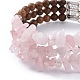 Trois boucles bracelets de perles de puce de quartz rose naturel BJEW-JB04657-02-2