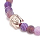 6 pièces 6 couleurs agate patinée naturelle (teinte) ronde et alliage tête de bouddha perlée ensemble de bracelets extensibles BJEW-JB08986-5