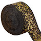 GORGECRAFT Ethnic Jacquard Ribbon 33mm Wide Double Side Gold Floral Embroidery Polyester Woven Ribbons Black Trim Fringe Band for DIY Sewing Crafts Clothing Curtain Home Embellishment Accessories OCOR-GF0001-79B-1