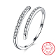 Adjustable Trendy Sterling Silver Cubic Zirconia Cuff Finger Rings RJEW-BB15266-6