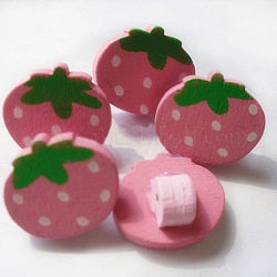 Cartoon Erdbeere Tasten, Holz knöpfen, neon rosa , 16 mm lang, 14 mm breit