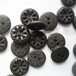 Резные 2-луночное основные кнопки швейные, Кокосовое кнопки, чёрные, 13 мм