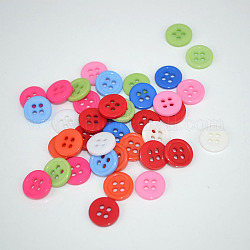 Boutons de couture à plat de 4 trous , bouton de résine, couleur mixte, 11mm, Trou: 1.5mm, environ 1000 pcs / sachet 