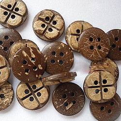 Kunstknöpfe in runder Form mit 4-Loch für Kinder, Kokos-Taste, rauchig, ca. 15 mm Durchmesser, ca. 100 Stk. / Beutel
