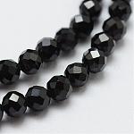 Chapelets de perles en spinelle noir naturel, facette, ronde, 2mm, Trou: 0.5mm, Environ 173 pcs/chapelet, 15.35 pouce (39 cm)