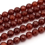Perles de cornaline, facette, teinte, ronde, rouge foncé, 8mm, Trou: 1mm, environ 48 pcs / brin, 15 pouce