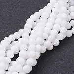 Natürliche weiße Jade perlen Stränge, gefärbt und erhitzt, Runde, weiß, 6 mm, Bohrung: 0.8 mm, ca. 68 Stk. / Strang, 15 Zoll