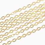 Brass Cable Chains, Soldered, Flat Oval, Golden, 2x1.8x0.1mm