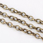 Iron Rolo Chains, Belcher Chain, Unwelded, Round, with Spool, Antique Bronze, 5x1mm, about 32.8 Feet(10m)/roll