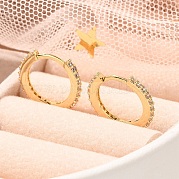 Серьги-кольца из латуни с микропаве из кубического циркония EJEW-H143-15G-01