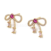 Серьги-гвоздики из латуни с микропаве из кубического циркония EJEW-R162-19G