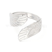 304 anillo de puño abierto de alas dobles de acero inoxidable para mujer RJEW-K245-41P